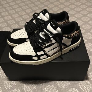Amiri Leopard Skeleton Low Top Sneakers